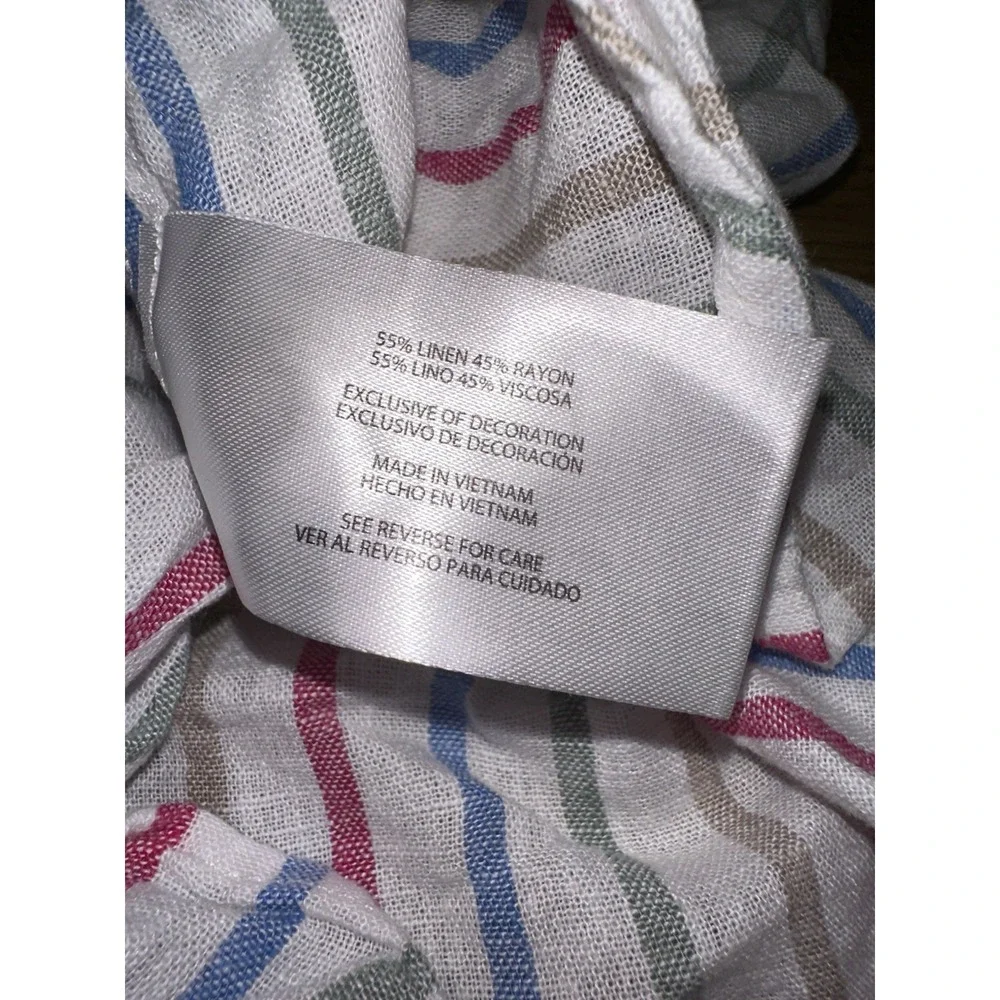 Gap Multicolor Striped Button Down Linen Blend Shirt Relaxed Vacation Women's XL - Picture 5 of 8